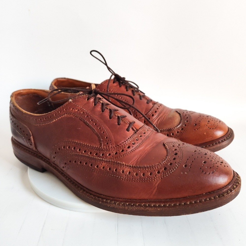 Allen Edmonds Wingtip Oxfords 10.5 3E McTavish Brown Leather Brogue Dress Shoes